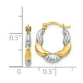 thumbnail image 3 of Real 14kt & Rhodium Hollow Scalloped Hoop Earrings; for Adults and Teens; for Women and Men, 3 of 3
