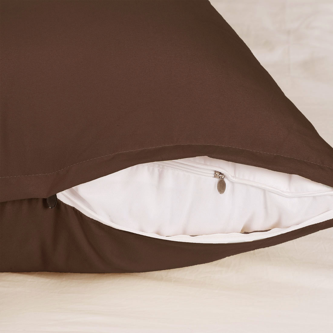 Unique Bargains Pillowcases Zippered Microfiber Body Pillow Cover Brown 20" x 48"
