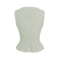 thumbnail image 5 of Telankuip Cute Gingham Plaid Tank Tops for Women Shirred Boat Neck Tie Shoulder Smocked Waisted Sleeveless Top Summer Y2k Slim Fit Ladies Checked Print Casual Blouses Green S, 5 of 5