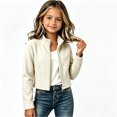 thumbnail image 2 of JOANKDMI Fleece Lined Jacket for Teen Girl 13-14 Sherpa Thermal Long Sleeve Full Zip Stand Collar Warm Winter Crop Coat Fall Cold Weather Activewear, 2 of 6