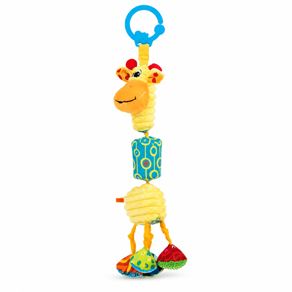 Balibazoo Gabi The Giraffe Hanging Baby Toy with 360 Rotating Neck, Crinkle, Rattle and Stroller Clip