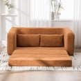 thumbnail image 2 of CQSXDA 71 Inch 2-in-1 Pull Out Foldable Loveseat Sofa Bed With Armrest And Backrest Cushions, Chenille Cloud Mattress Couch，Orange, 2 of 9