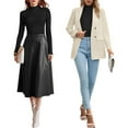 thumbnail image 6 of QRIC 2 Pack Women's Mock Turtle Neck Long Sleeve Tops Bodysuit Jumpsuit Black White XL, 6 of 8