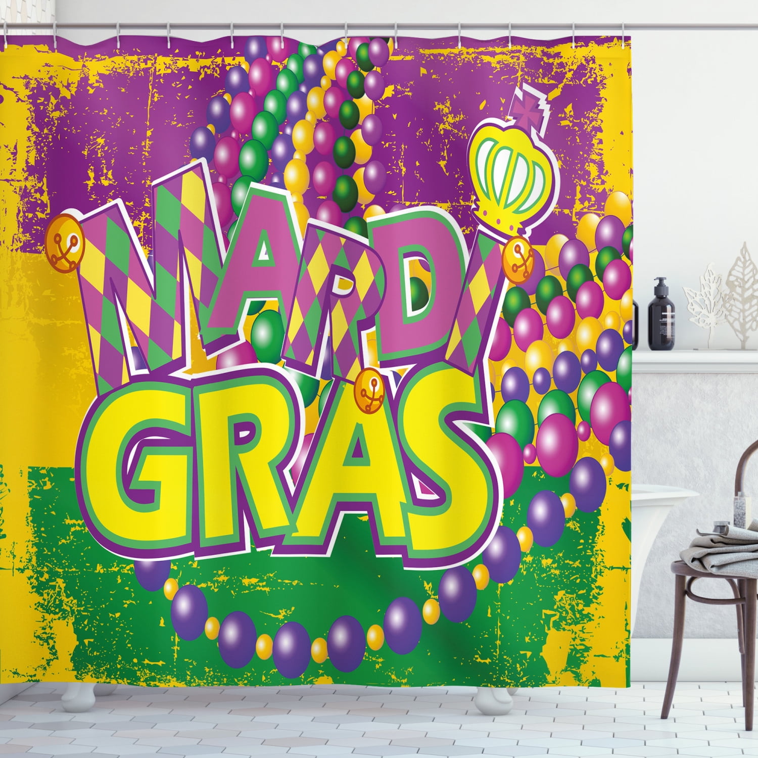 Details about   Mardi Gras Shower Curtain Joyful Party Theme Print for Bathroom 