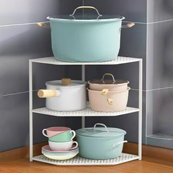 XYAIYT Corner Kitchen Shelf Organizer Space Saving Metal Pot and Pantry Storage Rack Easy Install Undersink Cabinet Countertop Foldable for Cookware Utensils Washroom Use