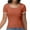 Rust, variant on Women Summer Short Sleeve Shirts Crewneck Striped Color Block T Shirts Slim Fit Basic Tee Tops