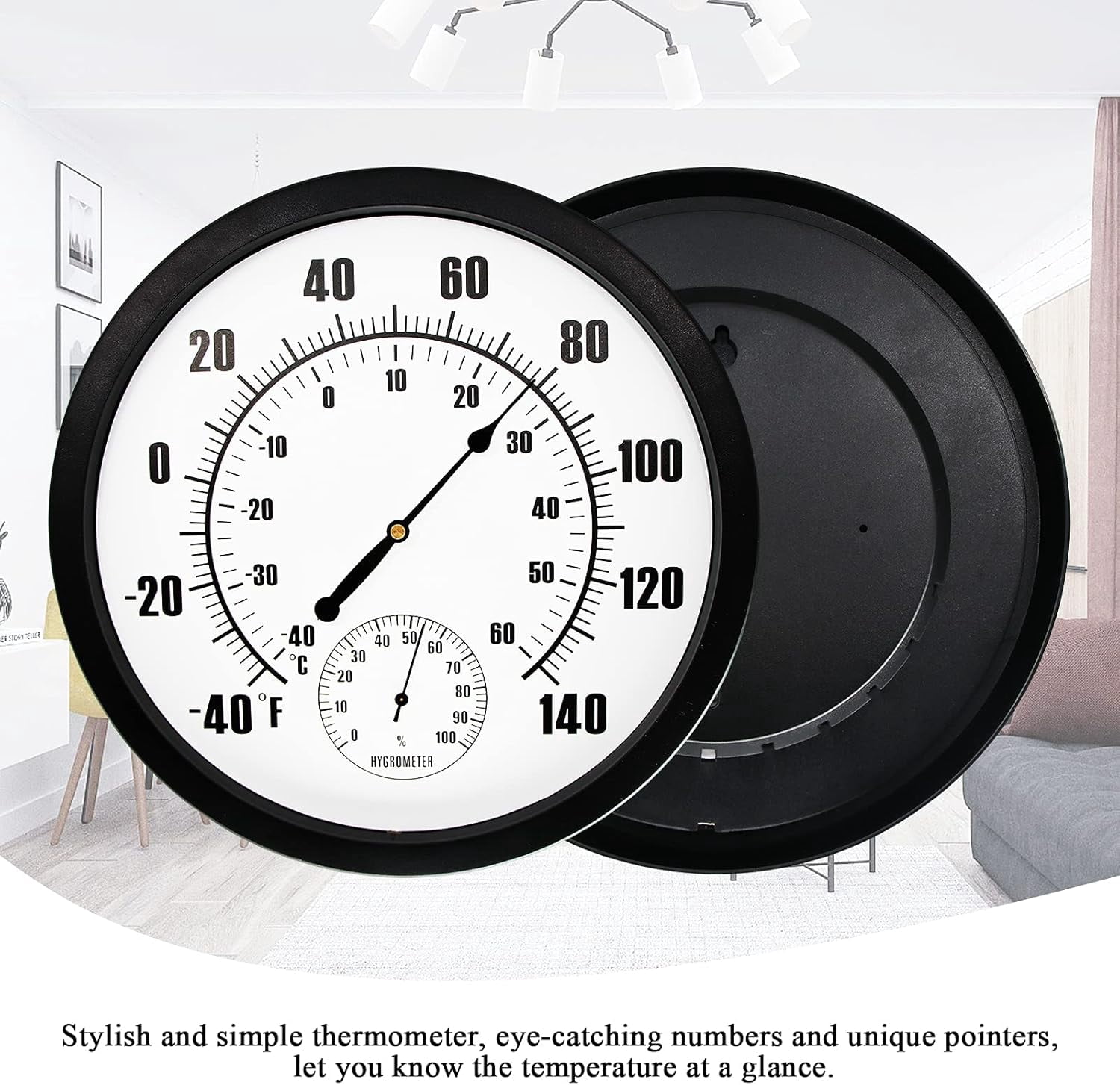 10" Indoor Outdoor Weather Thermometer / Hygrometer for Patio, Wall Decorative, No Battery Needed
