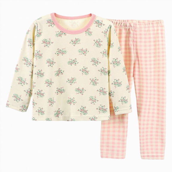 Linfrsh Toddler Boys 2t Loose Fit Pajamas Baby Boys' 2-Piece Long Sleeve Tee and Pants Organic Cotton Pajama Set(Light Pink,18-24 Months)