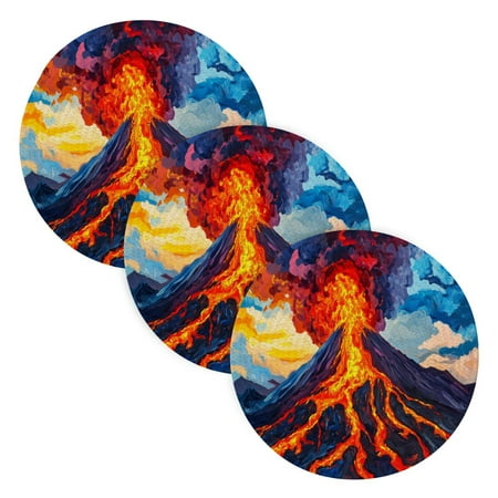 

BZSMCE Mats for Pots Pans Place Oil Painting Of Volcano Simple Style Pattern Pot Mats