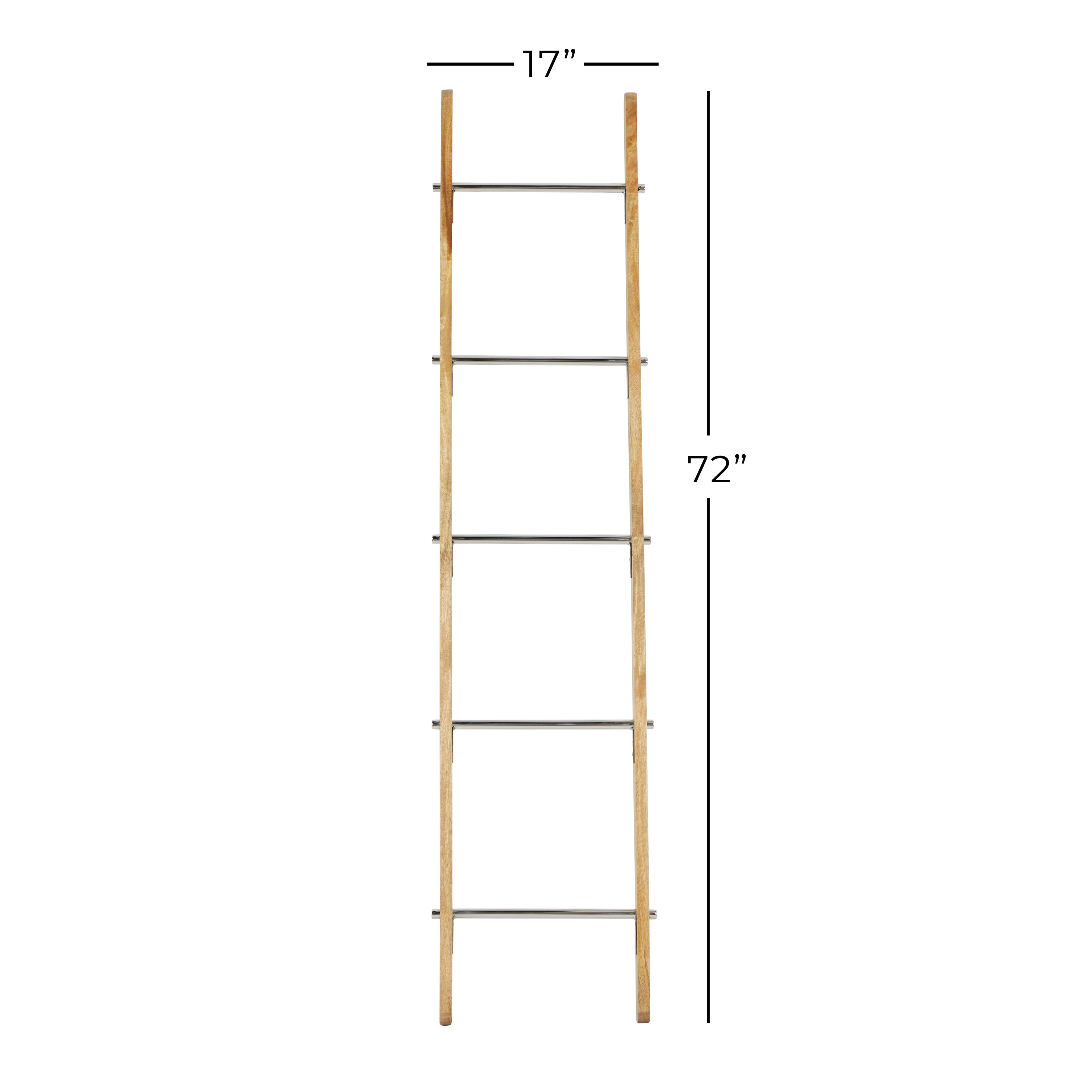 DecMode 72" x 17" Brown Mango Wood Contemporary Ladder
