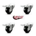thumbnail image 2 of 3.5 Inch Phenolic Wheel Swivel Bolt Hole Caster Set with Total Lock Brake SCC, 2 of 2