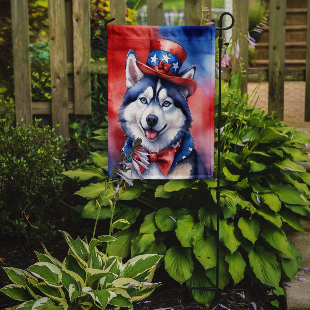 Siberian Husky Patriotic Garden Flag 11.25 in x 15.5 in