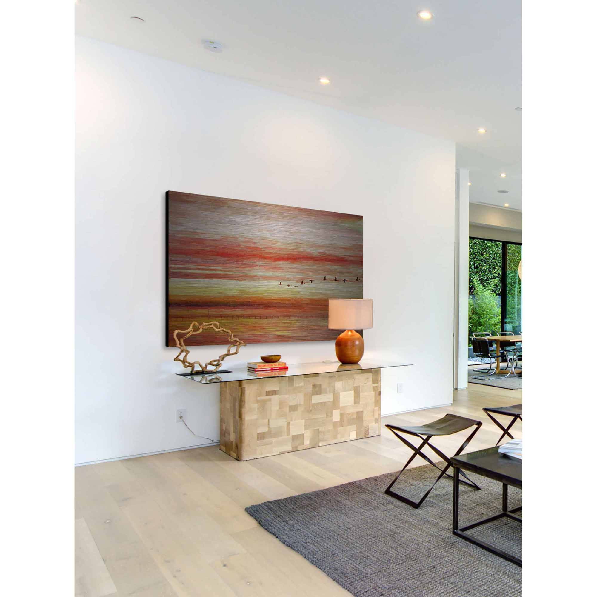 Parvez Taj  'Flying South' Painting Print on Brushed Aluminum 18 x 12