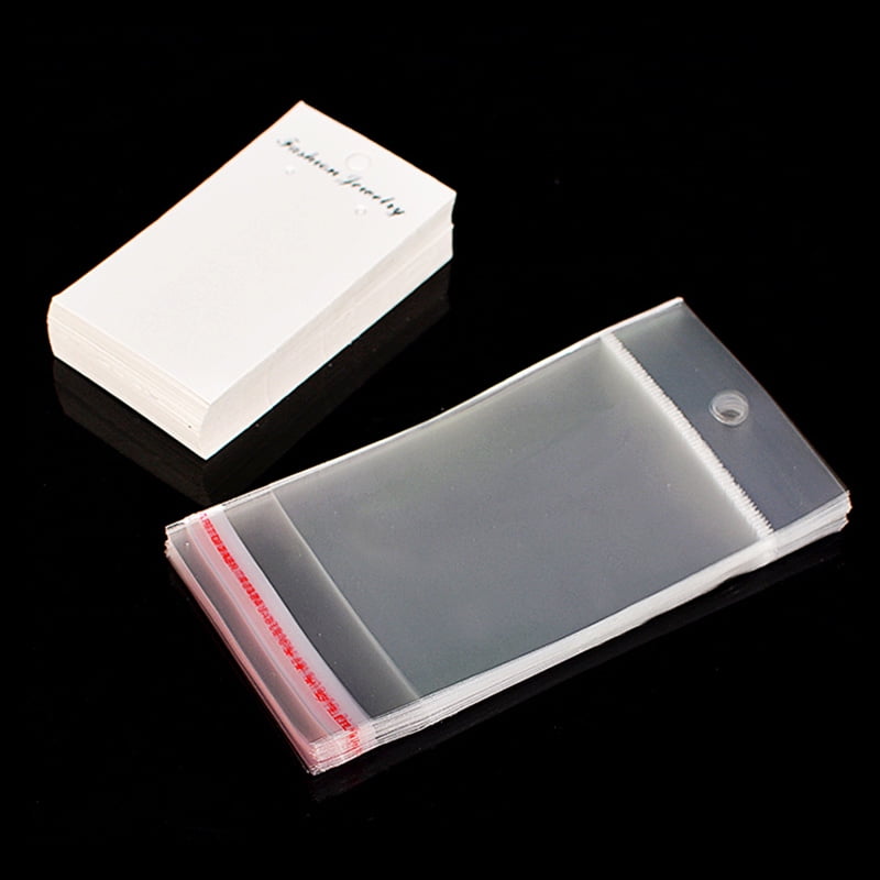 30 100 Black or White Earring Display Cards with Clear Packaging Pls Choose 50 