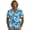 Blue Sea Waves, variant on Blue Toile de Jouy Print Men's Casual Linen Button Down Shirt, Cuban Collar Short Sleeve Lightweight Summer Vacation Tops, XX-Large