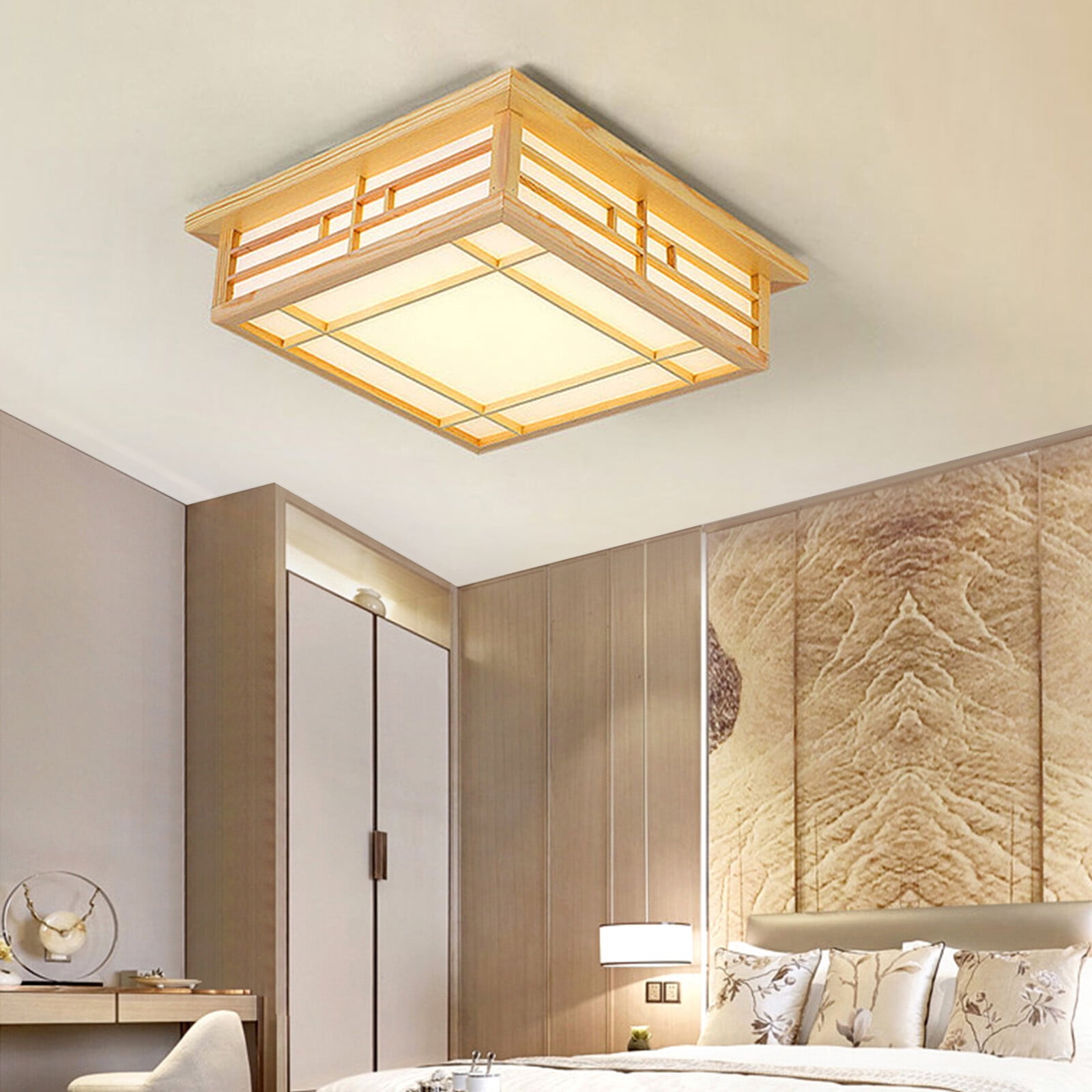 13.8*13.8in Remote Control Assembly Indoor Ceiling Lamp Square Tatami Ceiling Light for Bedroom Ceilings Laundry Rooms Hallways