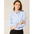 thumbnail image 2 of INSPIRE CHIC Blusa De Chifón Con Cuello Levantado Y Volantes De Manga Larga Con Cierre De Botones Para Oficina Y Trabajo Para Mujer Azul claro XS, 2 of 6