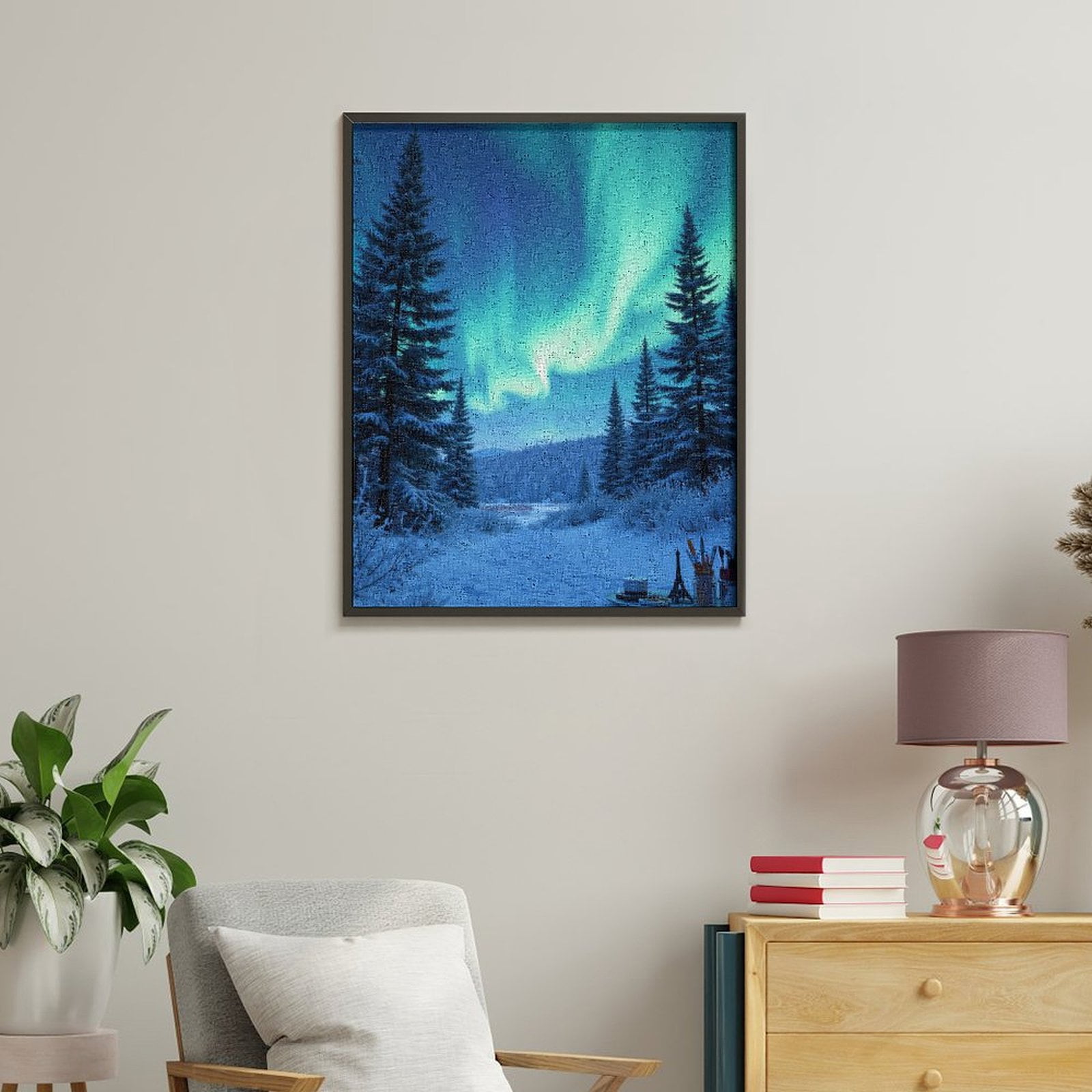 Paint By Numbers Kit for Adults Beginner - Northern Lights Winter Forest Scene DIY Canvas Painting Kits for Adults, Frameless Paint By Number for Adults for Home Wall Decor 16x20 Inch