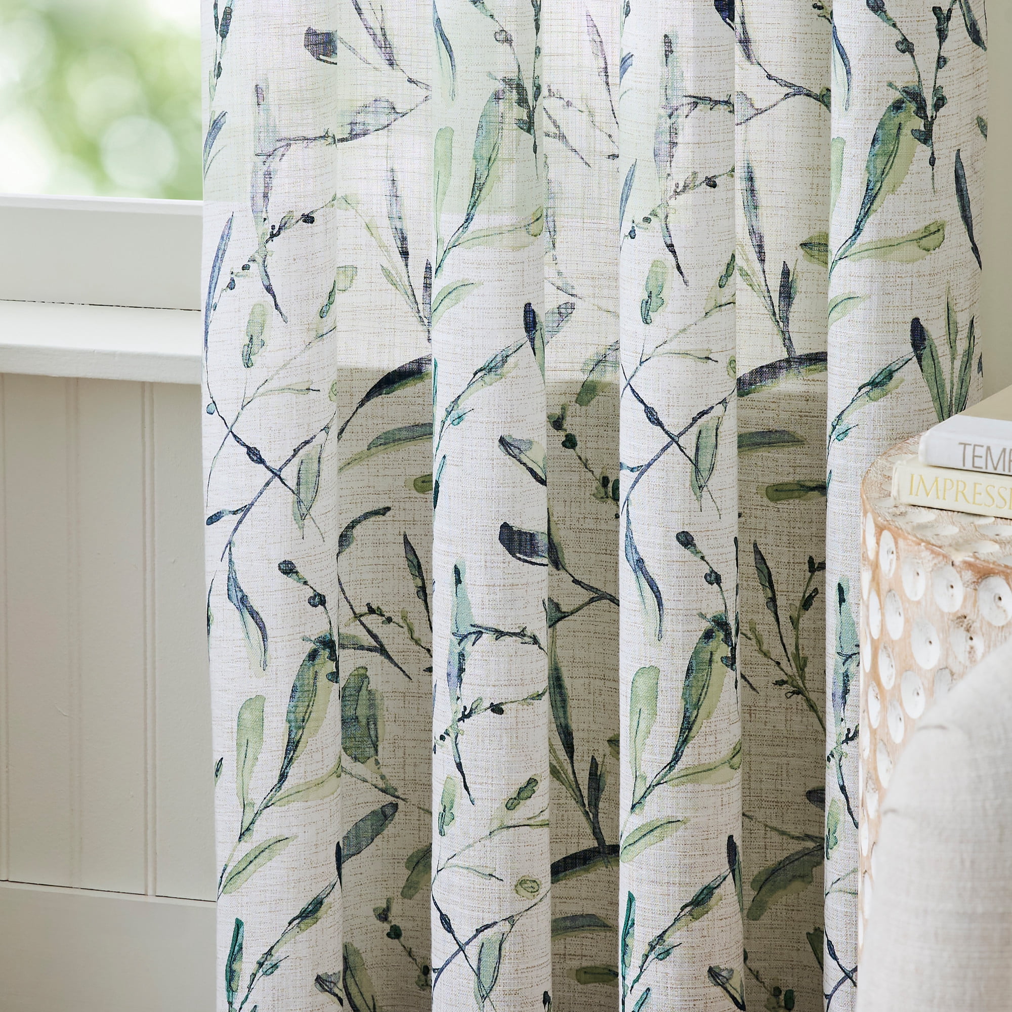 Martha Stewart Vernon Curtain Panel Pair, Blue, Back Tab, Light Filtering, Indoor, Adult, 2 Piece Set, 50" x 95"