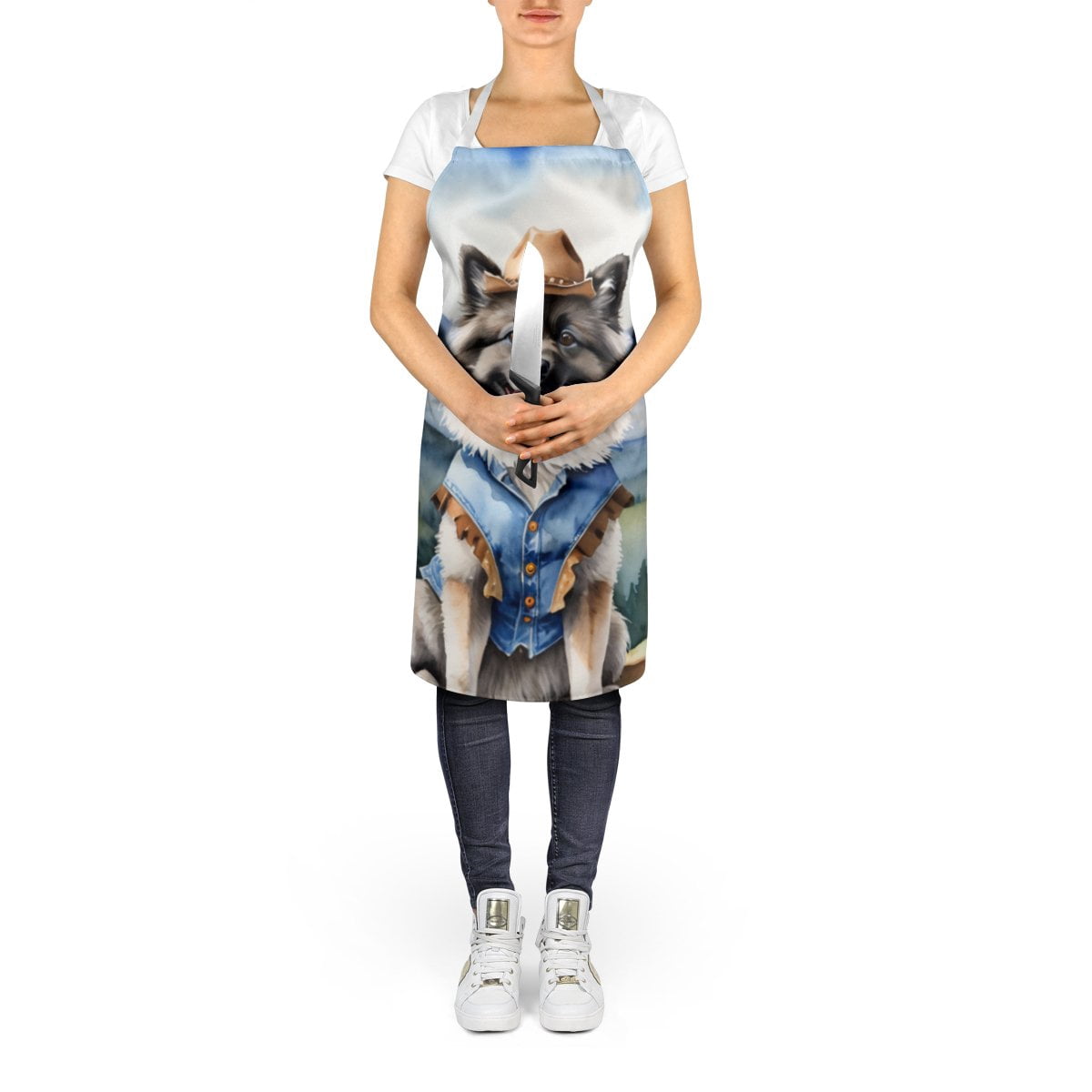 Keeshond Cowboy Welcome Apron 27 in x 30 in