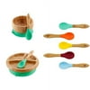 Avanchy Bamboo Divided Baby Plate, Bowl & Assorted Spoons Set - Suction Plates and Bowls for Toddlers - 9 Months and Older (Rainbow Gift Set in Green)