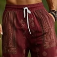 thumbnail image 5 of Tsivenald Linen Pants for Men Straight Leg Daily Trousers with Tribal Print and Elastic Waist Drawstring Mens Casual Pants, 5 of 5