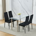 thumbnail image 2 of 5-Piece Glass Dining Set,Square Dining Table Set with Metal Frame & Glass Tabletop,Velvet Black Kitchen Chairs for 4, Modern Dining Room Sets for Kitchen, Living Room ,Clear, 2 of 8