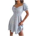 thumbnail image 2 of Fshaion Robe d'Été pour Femmes 2024 Grande Taille Décontractée Manches Évasées Robe à Cordon avec Arrangements Floraux Liquidation Moins de 10!, 2 of 7
