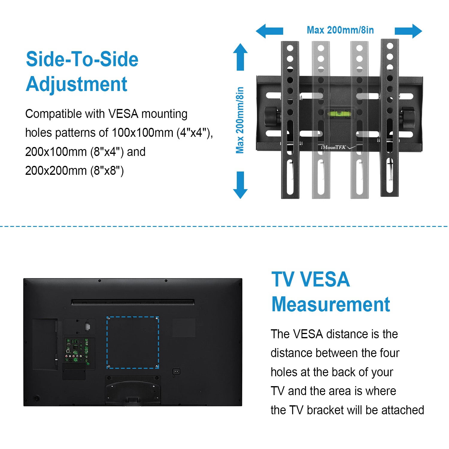 Moclever TV Wall Mount Bracket Tilt TV Rack for 23-42in LED LCD PLASMA Flat TV VESA 200x200mm, Black