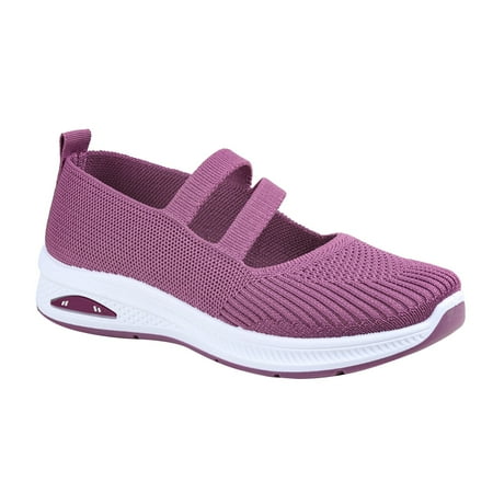 

MIASHUI Walking Shoes Womens Solid Color On Shoes Work Non Sneakers Walking Shoes Purple 8