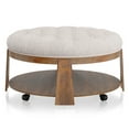 thumbnail image 4 of Furniture of America Brynn Tufted Ottoman Coffee Table, Natural Tone and Beige, 4 of 6