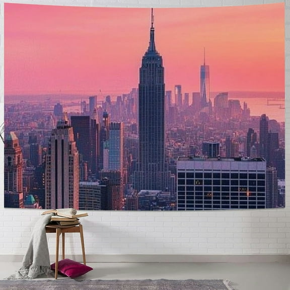 Autua New York City Background Sunset New York Empire State Building American Landmarks Photography Background New York City Party Banner American cityscape wallpaper props 40x30inch