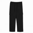 thumbnail image 7 of TOWED22 Girls' Sweatpants Straight Wide Leg Kids Drawstring Casual Joggers Teen Loose Athletic Pants with Pockets(Black,8-9 Y), 7 of 7