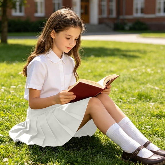 Girls' Preppy Elementary School Skirt Campus Pleated Skirt Uniform Style Clothing
