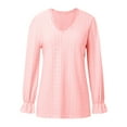 thumbnail image 4 of Womens T Shirts Tops Long Sleeved V-Neck Sweater Solid Color Womens Golf Shirt,Pink,M, 4 of 6