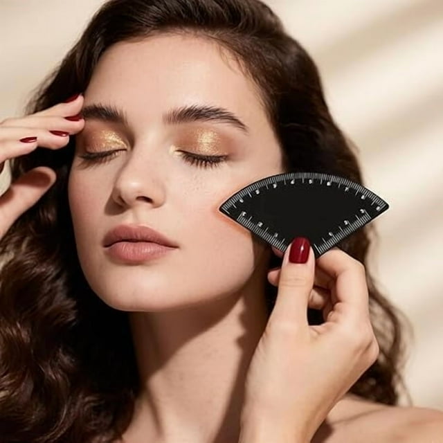 EGNMCR Eyebrow Stencil Kit Reusable Alloy Brow Shaping Tool With Precision Measuring Scale Ended Stencils For Symmetrical Results Easy To Use a ruler