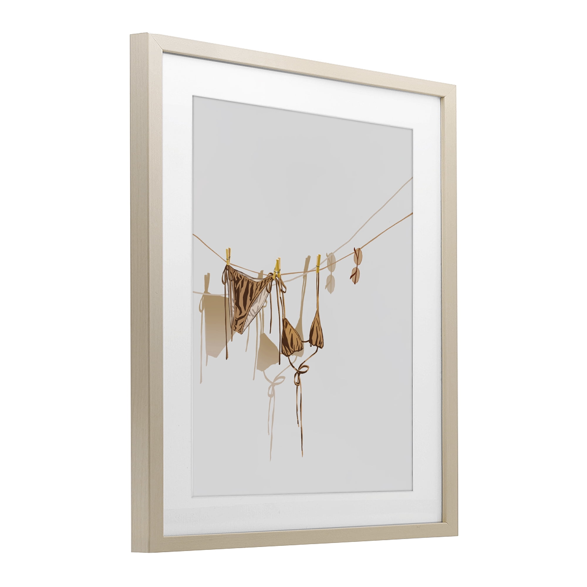 Stupell Industries Sunlit Bikini on Clothesline Birch Framed Print Under Glass, design by Ziwei Li