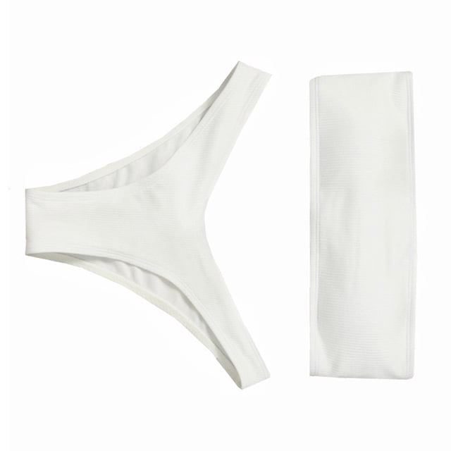 Sonducket Traje de baño elástico de piezas para mujer, ropa de playa sencilla, ropa de baño de ocio para vacaciones de verano Traje de baño Blanco