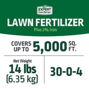 Expert Gardener Lawn Food Fertilizer Plus 2% Iron,14 lb. - Covers 5,000 Sq. ft
