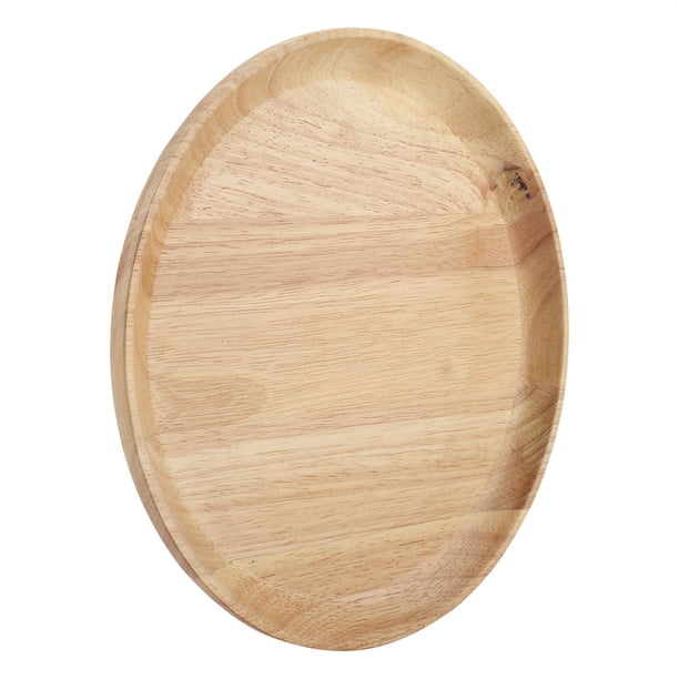 Plato de madera para servir, bandeja de té de madera redonda, bandeja de té de madera, bandeja de té construida para durar