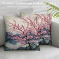 thumbnail image 3 of Creowell Pink Flowers Mountain Pillow Cushion Covers Short Plush Aesthetic Decorative 1PC 12x12in, 3 of 5