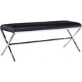 thumbnail image 3 of DUHOME End of Bed Bench,Modern Entryway Bench Faux Leather Upholstered Dining Bench,Vanity Bench with Metal X Legs, Tufted Bedroom Bench for Makeup Room, Living Room, Bathroom,Black, 3 of 13