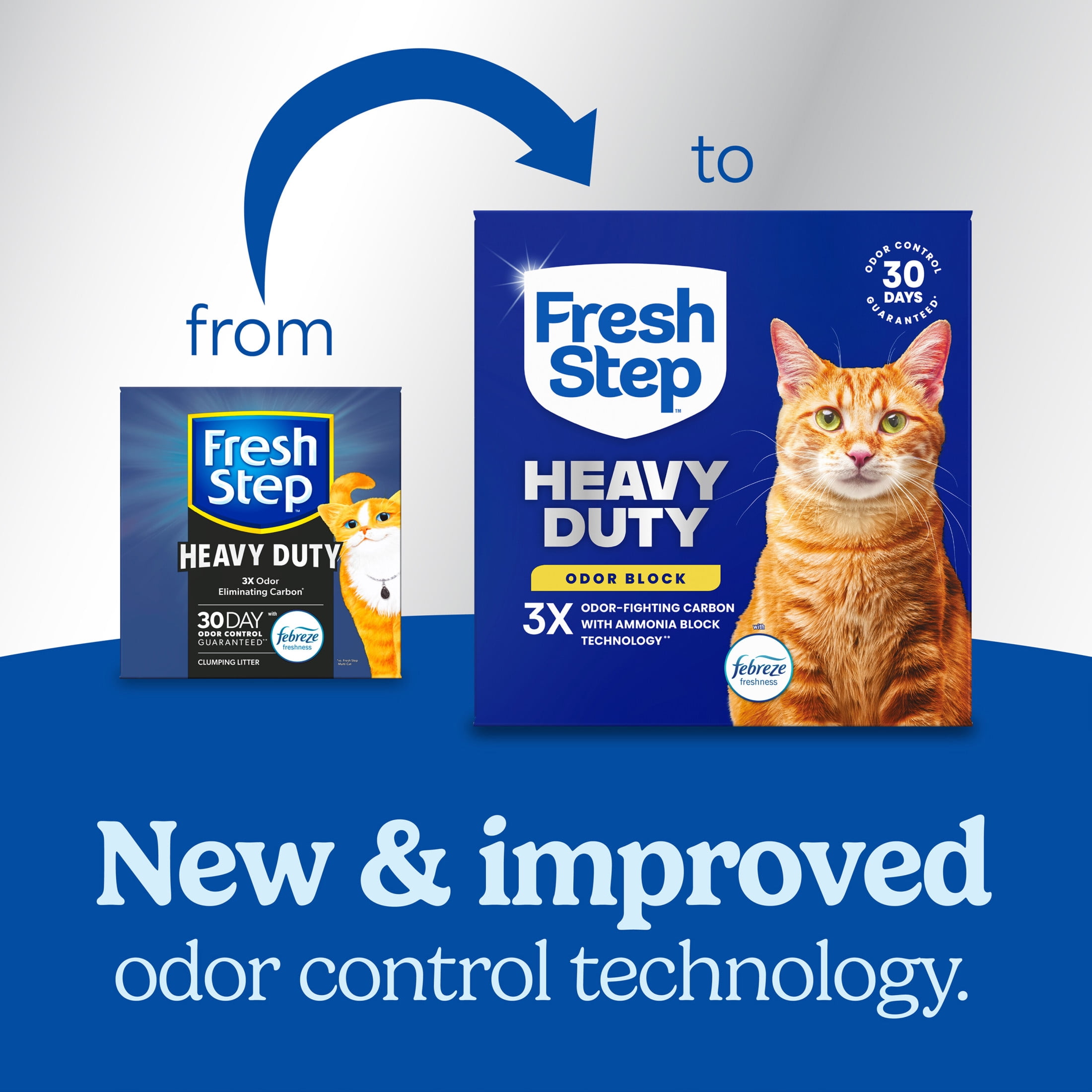 Fresh Step Heavy Duty Odor Block Multi-Cat Clumping Cat Litter, Febreze Freshness Scent, 22 lb Box
