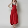 thumbnail image 4 of Defitshape Women's Satin Nightgown Full Length Lace V-Neck Pajamas Dress Sexy Pjs Silky Long Summer Lounging Lightweight Sleepwear Red X-Large, 4 of 4