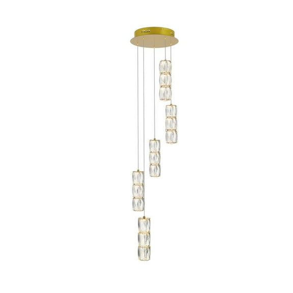 Polaris LED light Gold Pendant Clear Crystal