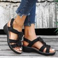 thumbnail image 3 of Akiihool Women's Sandals Wide Width Women's Summer Casual Strappy Sandals Dressy Cute Square-Toe Comfortable Flat Shoes (Black,9), 3 of 5