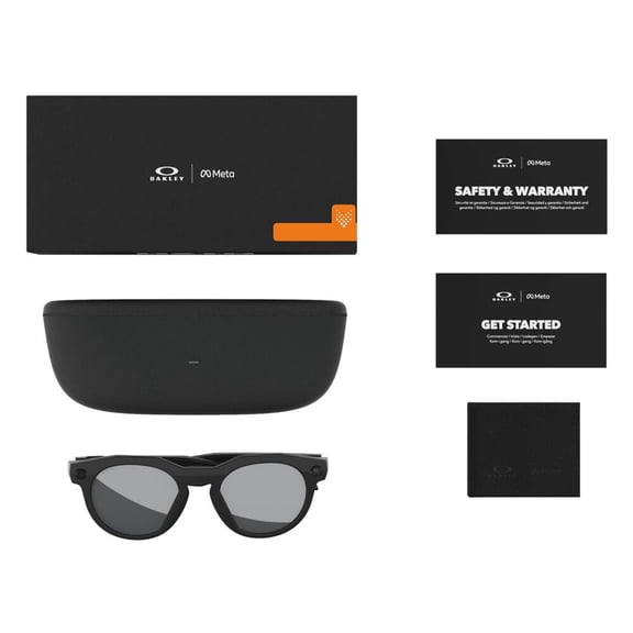 Oakley AI Smart Meta HSTN Sunglasses with Charging Case, Black/Prizm Black Polarized, Size 51