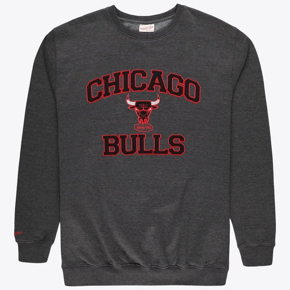 Men's Mitchell & Ness Heather Charcoal Chicago Bulls Hardwood Classics Big & Tall Crewneck Sweatshirt