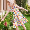thumbnail image 6 of Girls Easter Dress Easter Egg Print Ruffle Cap Sleeve A-Line Comfort Casual Party Dress Multicolor Big Girls Sizes 5-14,Size 13 T, 6 of 7