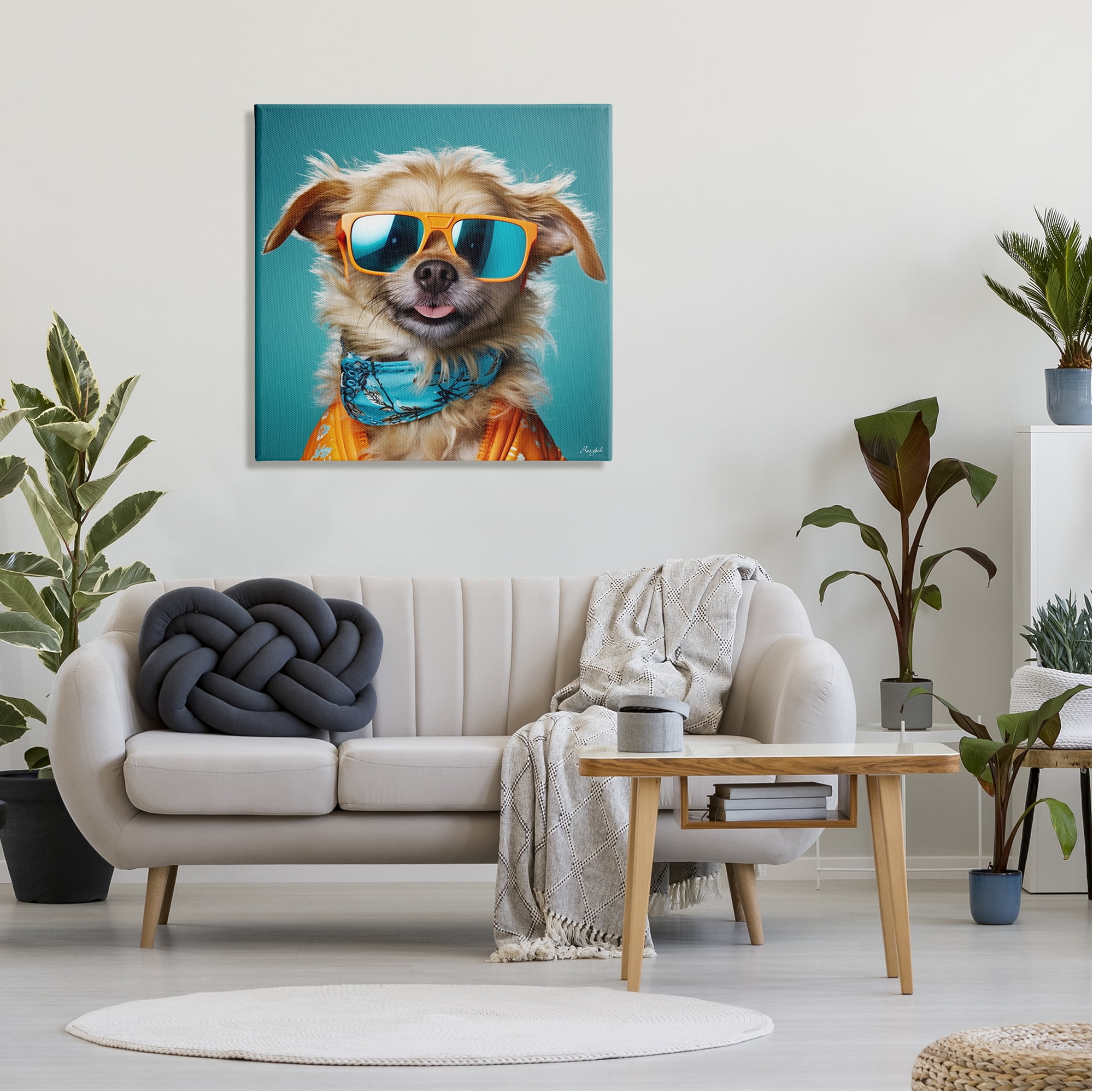 Stupell Industries Hipster Dog Portrait Animals & Insects Painting Gallery Wrapped Canvas Art Print Wall Art, 30 x 30